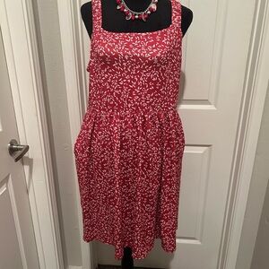 Red and White Pleated Sundress